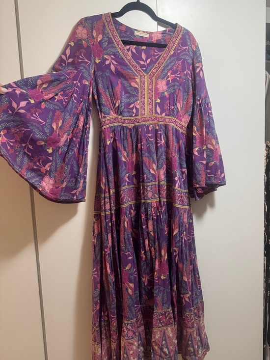 Spell Dresses & Skirts - Boho Floral Purple Midi Dress with Bell Sleeves